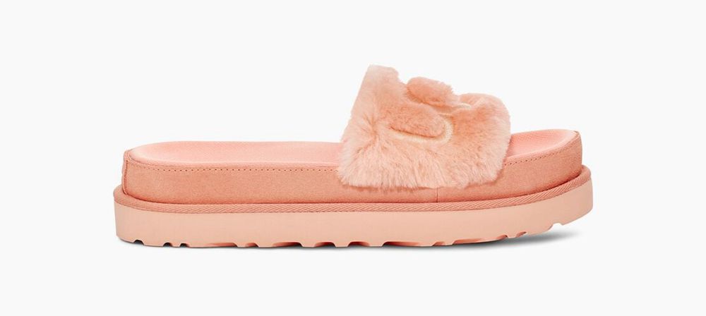 Ugg Laton Fur - Womens Slides - Pink - NZ (0862TPEQG)